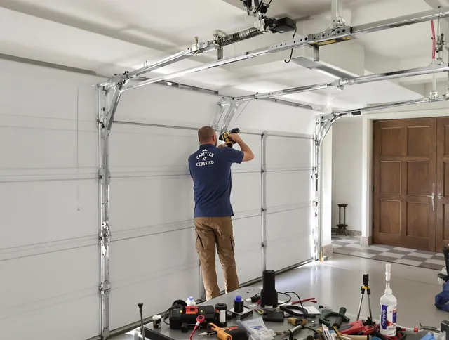 Acushnet Garage Door Repair certified technician performing precision garage door repair in Acushnet