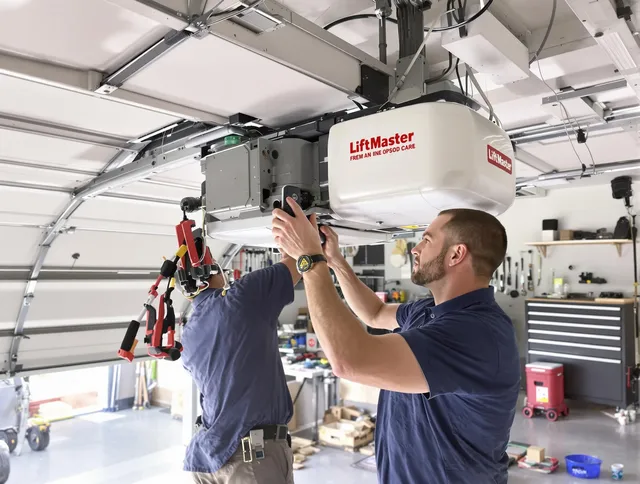 Acushnet Garage Door Repair technician performing advanced diagnostics on garage opener in Acushnet