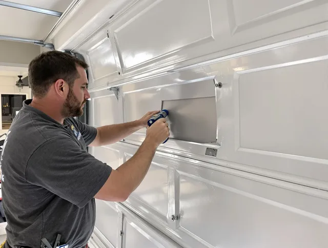 Garage door panel repair by Acushnet Garage Door Repair in Acushnet